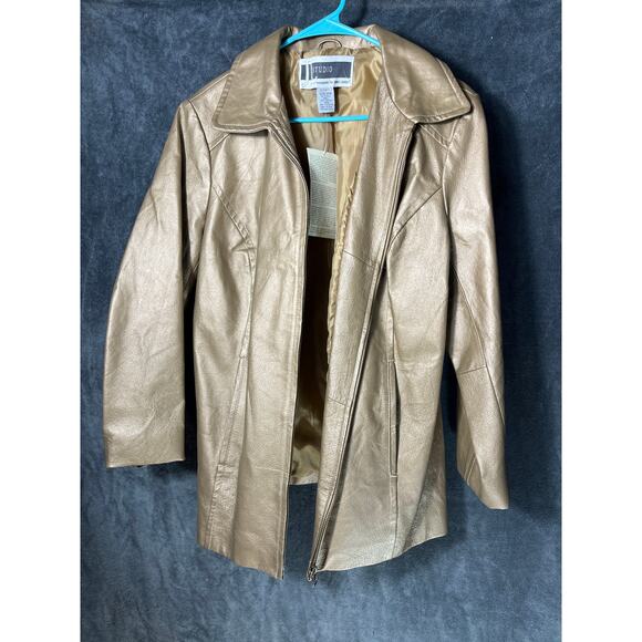 Vintage JL Studio NWT Women's Gold Leather Jacket 14W - Picture 1 of 5